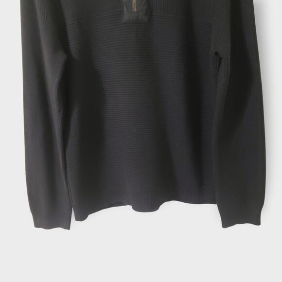 Toad&co Mens Emmett 1/4 Zip Pullover Sweater Black Organic Cotton Sz Small - Picture 3 of 12